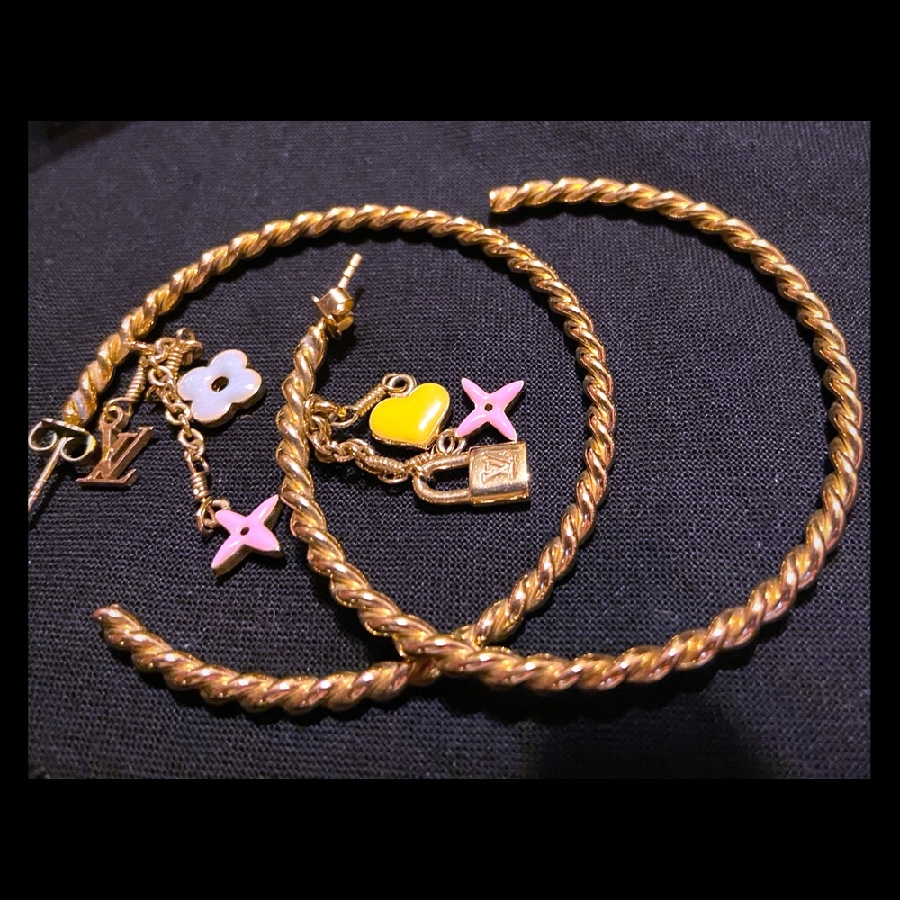 Auth Louis Vuitton Creole Pastel Hoop Earrings